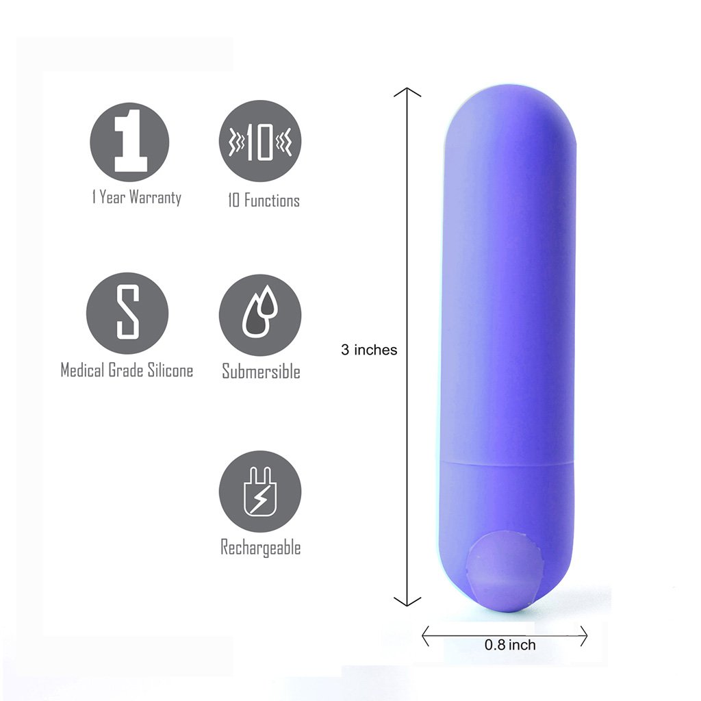 A purple Jessi Mini Vibrating Bullet is shown in front of a white background.