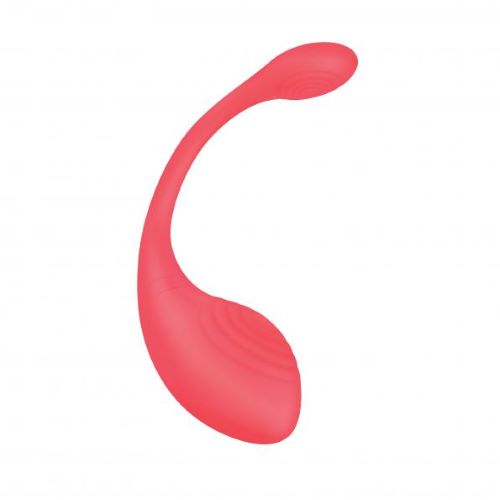 The long distance app controlled vibrating egg by X-Gen Products is shown in coral with a blank white background behind it.