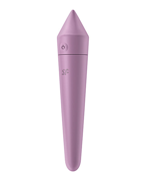 A pink vibrating bullet from Satisfyer is shown against a blank white background.