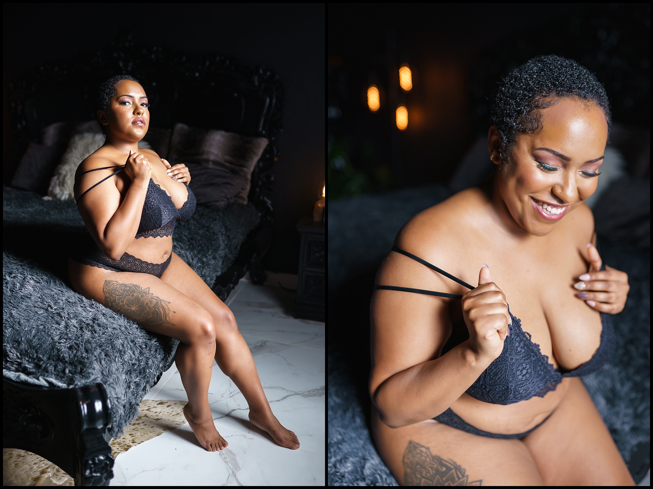 Mx D models plus size lingerie from Lux In Tenebris Intimates during their downtown Norfolk Boudoir Photograpy experience with LeZandra Photography