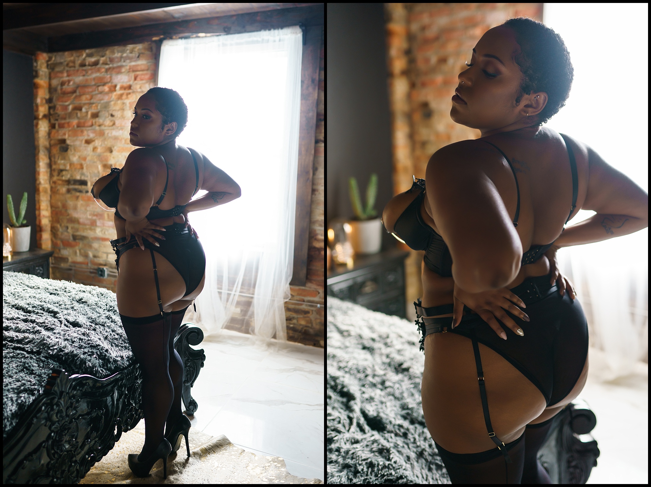 Boudoir photos of Mx D modeling plus size lingerie from Lux In Tenebris Intimates at LeZandra Photography in Norfolk, Virginia.