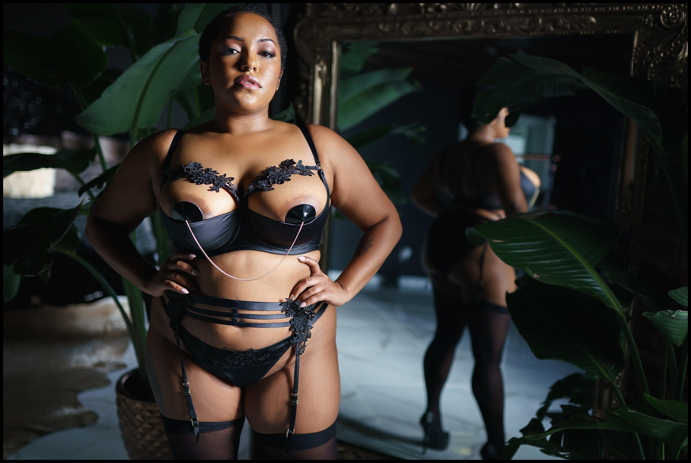 Mx D wears Plus Size Lingerie from Lux In Tenebris Intimates during their Norfolk Boudoir Photography Experience