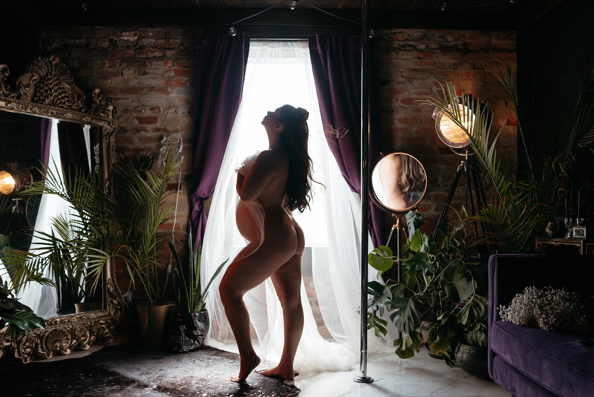 Maternity Boudoir Image of woman with silhouette